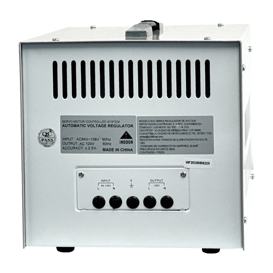 Powertron 3 KVA 120V - Vista trasera